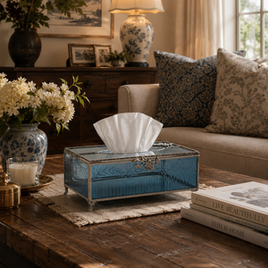 Luxury Decorative Glass Tissue <b>Box</b> Holder Silver Metal Frame <b>Vanity</b> Organizer Tissue Case Home Décor Gift Hotel Office Storage - Product Image 3