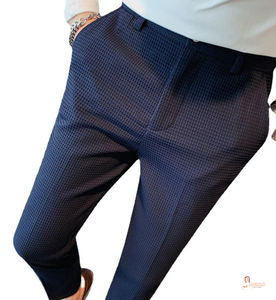 Men's Slim Fit Skinny 2024 Korean Suit Pants 100% Cotton Casual High Waist Lightweight Wholesale <b>Work</b> <b>Cargo</b> Formal Pants - Product Image 5