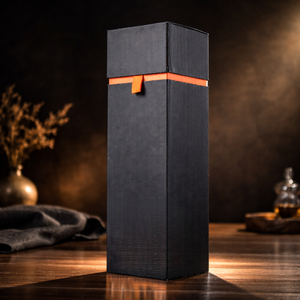 Caja Portabotellas de Papel Kraft Reciclado Ecológico con Forro de Esponja, Embalaje Rígido en Relieve |   Empaque para Regalos Naturales - Product Image 1