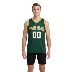 Kit de basketball personnalisé pour hommes, maillot sans manches à col en V avec lignes latérales contrastées et short uni, noms et numéros d'équipe personnalisés - Product Image 1