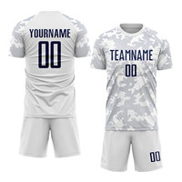 Uniforme de Fútbol Personalizado con Estampado Digital 3D en Blanco y Azul Marino, Cuello en V, Sin Mangas, Transpirable y de Secado Rápido