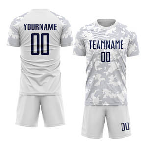 Uniforme de Fútbol Sublimado Blanco y Azul Marino, Personalizado, Transpirable, de Secado Rápido, para Equipos Deportivos, Profesional - Product Image 2