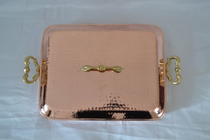 Olla de Cobre Rectangular con Tapa, Asas de Aleación de Zinc, Utensilios de Cocina Metálicos Duraderos, Diseño Vintage - Product Image 3