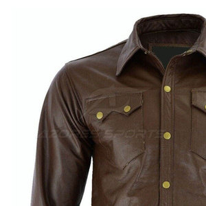 Camisa de Cuero para Hombre, Diseño Clásico, Tacto Suave, Botones, Manga Larga, Corte Ajustado, Duradera, Elegante, Transpirable, Ecológica, de Secado Rápido, para Invierno - Product Image 5