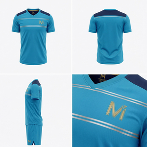 Conjunto de entrenamiento de camiseta y pantalones cortos de fútbol personalizados, uniforme de fútbol transpirable, ropa deportiva para gimnasio y fitness, MALUZA INDUSTRIES - Product Image 6