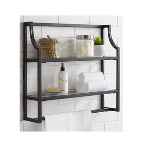 Estante de Pared de Acero Inoxidable de Diseño Moderno, Estante de Baño de Calidad Premium con Toallero, Tamaño Personalizado - Product Image 3