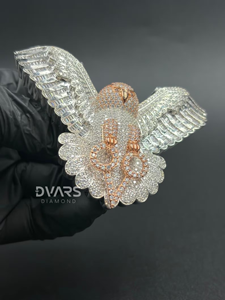 Pendentif Hip Hop inspiré des animaux et des oiseaux, orné de diamants Moissanite, pendentif hibou plaqué or 18 carats, breloque hibou pour homme - Vente Flash - Product Image 3