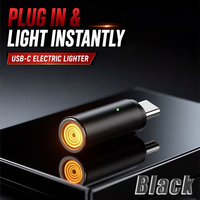 Briquet électrique USB-C rechargeable avec bobine chauffante en alliage d'aluminium et lumière LED pour téléphones mobiles et appareils Samsung