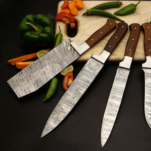Custom Logo Handmade Damascus Steel Chef Knife Set Razor Sharp Wooden Handle Wholesale Manufacturer - Product Image 3