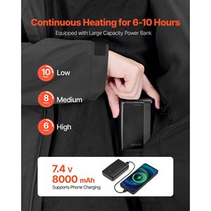 Giacca Riscaldata da Uomo con Batteria 7.4V, Cappotto Elettrico Riscaldante Softshell, Antivento, Impermeabile, Leggero, per Escursionismo - Product Image 3