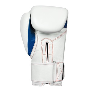 Gants de boxe professionnels en cuir véritable Sanda avec logo personnalisé, fermeture auto-agrippante, sangle de poignet réglable, doublure en tissu parachute coréen - Product Image 2