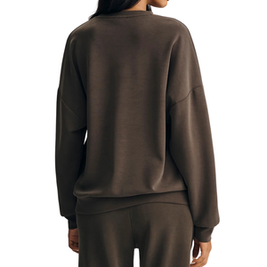 Tencels เสื้อสเวตเตอร์ผู้หญิงนุ่มน้ำหนักเบาเป็นมิตรกับสิ่งแวดล้อมเสื้อสวมหัวเรียบเนียนใส่สบายชุดเลานจ์ OEM ODM ขายส่ง - Product Image 5