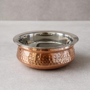 Bol de service en cuivre martelé avec revêtement en acier inoxydable, plat de service alimentaire fait main, vaisselle indienne pour restaurant, hôtel, buffet - Product Image 3