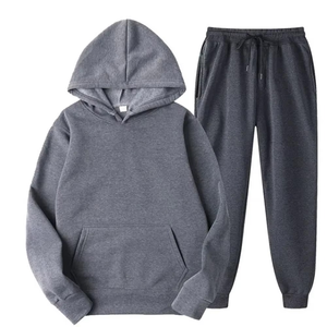 Unisex Custom Logo Winter Fleece Tracksuit Two Piece Outfit <b>Hoodie</b> and Jogger Sweatpants Set With <b>Printed</b> Logo for Men Women - Product Image 5