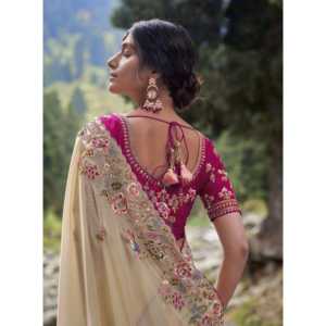 Sari bordado elegante con codificación de múltiples hilos y trabajo de lentejuelas para ropa india y pakistaní - Product Image 3