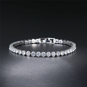 RAMDUT IMPEX Directo de Fábrica Pulsera de Tenis de Moda de 7 Pulgadas para Mujer, Cadena Delgada de Diamantes de 4mm, Chapado en Oro de 14k, No se Deslustra - Product Image 1