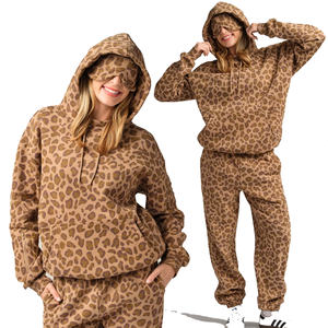 Pantalon de jogging large en molleton de coton de luxe, motif léopard, qualité OEM, coupe régulière, écologique, personnalisable - Product Image 4