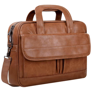 Sacs pour ordinateur portable en cuir véritable avec fermeture éclair, logo personnalisé, mallette d'affaires pour le bureau et les voyages, fournisseur en gros OEM ODM - Product Image 1