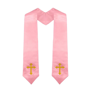 Echarpes de coro personalizadas de satén de seda para iglesia y bodas, con bordado de cruz para vestimenta de coro, en varios colores - Product Image 2