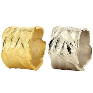 Anneau de serviette en métal en forme de feuille de palmier, décoratif, élégant, pour table de dîner, accessoire de table de mariage, plaqué nickel argenté - Product Image 2