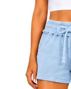 <b>Light</b> Blue Women Drawstring Cotton Terry Shorts Elastic Waist Casual Summer <b>Lounge</b> Wear Soft Pocket Mini Shorts Custom Fashion - Product Image 3