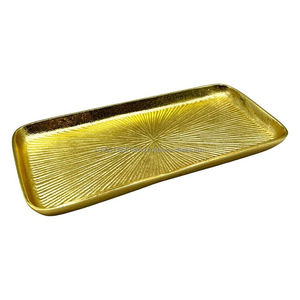 Bandeja decorativa de aluminio personalizada al por mayor bandeja de servicio de oro de alta calidad para hoteles y restaurantes bandeja decorativa de metal de lujo - Product Image 3