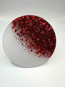Round Glass Coaster 400mm <b>Red</b> <b>Glitter</b> Glam Design Non-Slip Mats & Pads - Product Image 1