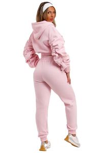 Conjunto Deportivo de 2 Piezas para Mujer, Sudadera Corta Estilo Vintage, Pantalones Joggers, Felpa Transpirable 100% - Product Image 4