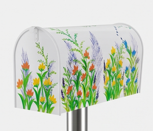 Boîte aux lettres décorative en métal galvanisé avec motif floral, montage sur poteau, boîte de dépôt de courrier extérieure, finition thermolaquée, accès frontal - Product Image 5