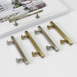 Manijas Modernas de Aleación de Zinc para Gabinetes, Tiradores Cuadrados de Latón Cepillado para Cajones, Herrajes para Armarios y Muebles de Cocina al por Mayor - Product Image 1