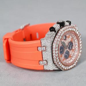 Men's Rose Gold Moissanite <b>Watch</b> Orange Strap Men's Iced Out Pass <b>Diamond</b> Tester Hip Hop Bling <b>Watch</b> UK Timepiece - Product Image 2