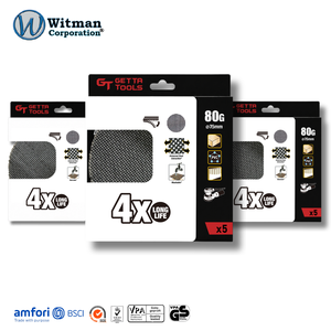 แผ่นขัดทรายแบบตาข่ายเปิด GETTA TOOLS ขนาด 75 มม. 80 กรัม แบบติดตีนตุ๊กแก ป้องกันฝุ่น สำหรับเตรียมพื้นผิวไม้ แผ่นยิปซัม แพ็ค 5 ชิ้น - Product Image 1