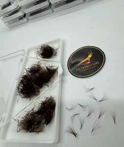 Extensions de cils en éventail préformés à base pointue 0.07, plateau mixte brun foncé, thermosoudées, volume chocolat mat, fournitures - Product Image 6