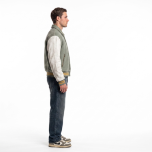 Chaqueta Varsity de Lana y Cuero Estilo Vintage para Hombre - Abrigo Bomber Holgado Estilo Urbano - Product Image 3