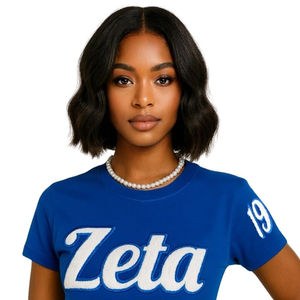 Camiseta de chenilla Zeta 1920 azul con letras blancas, ropa de hermandad, algodón, estilo universitario griego, camisa bordada para mujer - Product Image 4