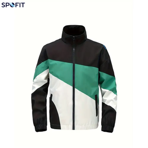 Veste coupe-vent pour homme, col montant, fermeture éclair, style sport, manches longues, avec poches - Product Image 1