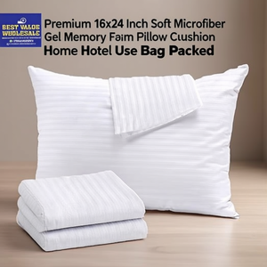 Almohada de Espuma Viscoelástica de Microfibra Suave de Primera Calidad, 16x24 Pulgadas, para Uso en el Hogar y Hoteles, Empacada en Bolsa - Product Image 3