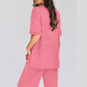 Hot Supplier Women Co Ord Set Two Piece Half Sleeve Top Pants Outfit Winter Daily <b>Wear</b> Outdoor Activities <b>Travel</b> Weekend 100% - Product Image 2