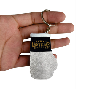 Porte-clés mini-gant de boxe en cuir PU personnalisé de haute qualité avec dragonne lacée, affichage du logo du drapeau national de la boxe LASTSTAR - Product Image 1
