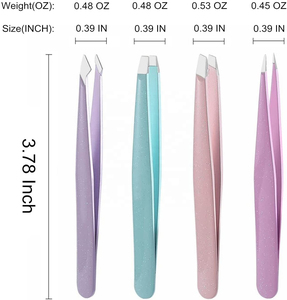 5Pcs Stainless Steel Slant Pointed Precision Remover Kit Eyebrows Tweezers Set for Facial Hair Blackhead Splinter With Pu <b>Case</b> - Product Image 1