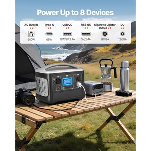 Portable 600W Power Station <b>Solar</b> <b>Generator</b> 493Wh LiFePO4 Battery Backup 8 Output Ports 1800W AC Output 3W for Home Emergency - Product Image 3
