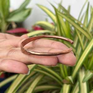 Hammered Rustic Textured Pure <b>Copper</b> Bangle Adjustable Unisex <b>Bracelet</b> - Product Image 5