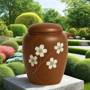 Handmade Wooden Cremation Urn with Mother of Pearl Inlay Factory Price <b>Memorial</b> <b>Keepsake</b> for Pet Baby Family Made in Vietnam - Product Image 4