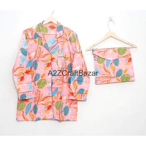 Hot Selling Smooth Romantic Cotton Pajama Set Long <b>Pant</b>-Women's Bohemian Summer Sleepwear & Loungewear Gift - Product Image 2