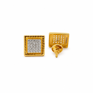 18Kt Yellow Gold Brilliant Cut Diamond <b>Stud</b> Earrings for Women Lightweight High Polish Geometric Daily Wear Party Wedding Gift - Product Image 2