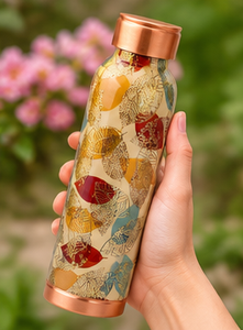 Botella de Agua de Cobre con Diseño de Hojas Bohemias, Portátil para Viajes - Product Image 3