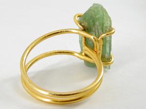 Bague en Kyanite Verte Naturelle Brute avec Fil de Cuivre Plaqué Or, Pierre Minérale Brute, Cadeau de Mariage et Fiançailles, Bijou Tendance - Product Image 3