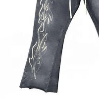 Pantalon de survêtement unisexe en coton épais à taille mi-haute et jambe large avec motif flamme, coupe ample élastique, style streetwear et hip-hop