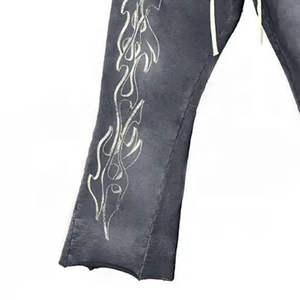 Pantalon de survêtement unisexe à jambe large avec motif flamme, taille élastique, coupe ample, style streetwear et hip-hop - Product Image 5