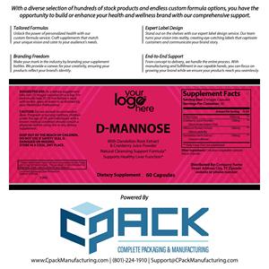 Fabricación en EE. UU., Bajo Precio de Mercado, Cápsulas de Suplementos Dietéticos de D-Manosa con Logotipo Personalizado de Alta Calidad para Adultos - Product Image 4